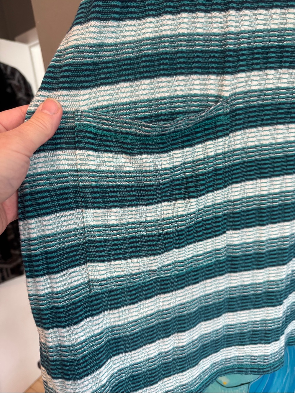 Teal & White Striped Sleeveless Pocket Tunic Dress size 1X - Picture 3 of 10